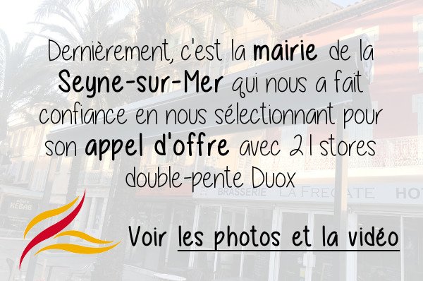 Image lien vers chantier la Seyne-sur-Mer pour les terrasses du port avec le store double-pente Duox