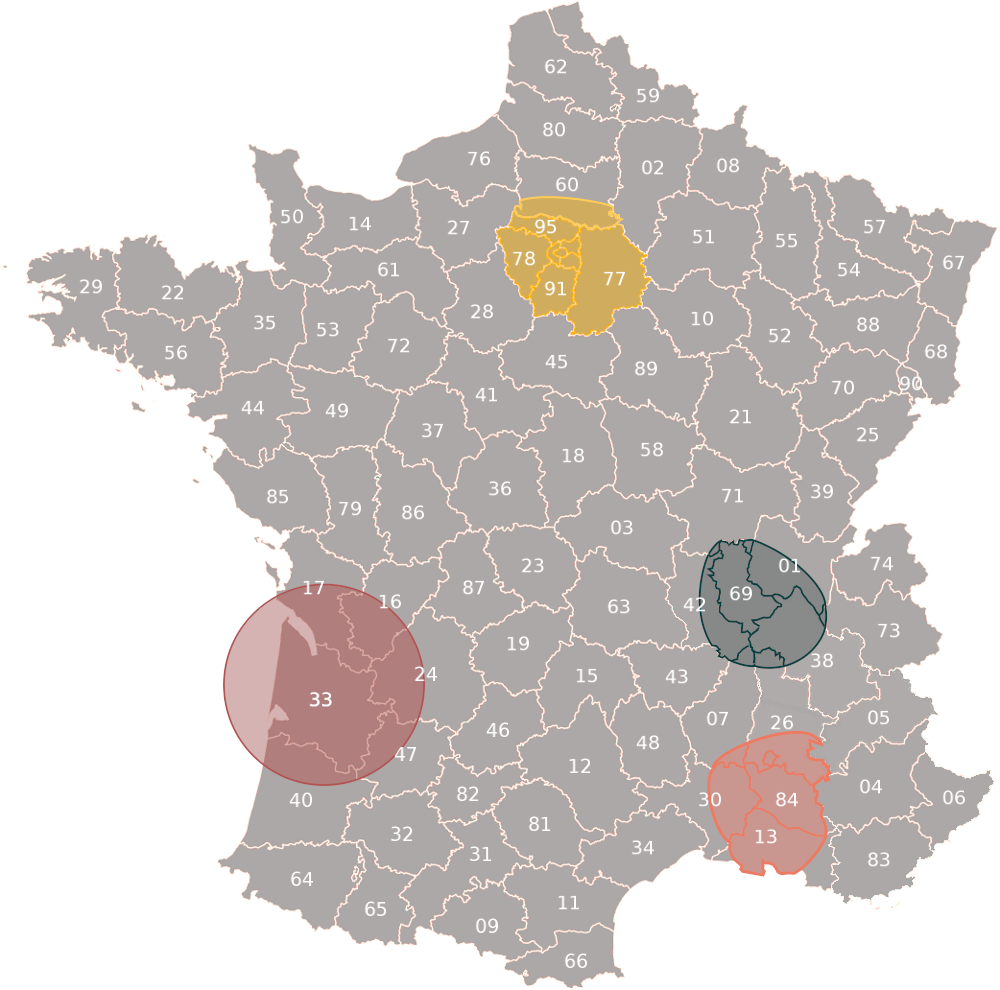 Carte de France des poseurs de store